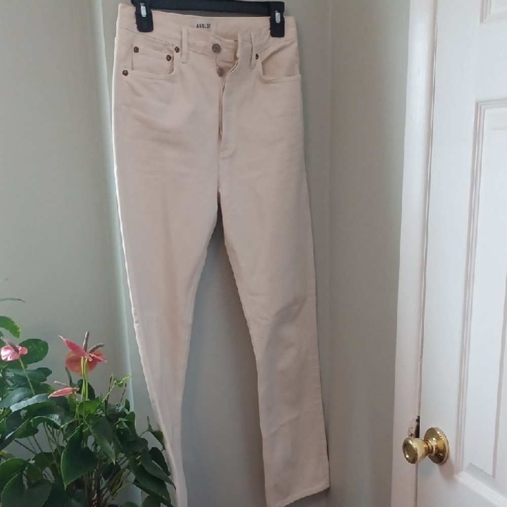 Agolde Sz 25 (S) Cream, Straight Leg, Button Front Jeans. NWOT